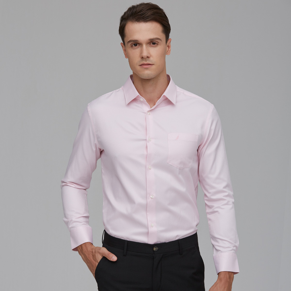 8537571.Nautica Tailored秋季净色舒适长袖男士商务正装衬衫