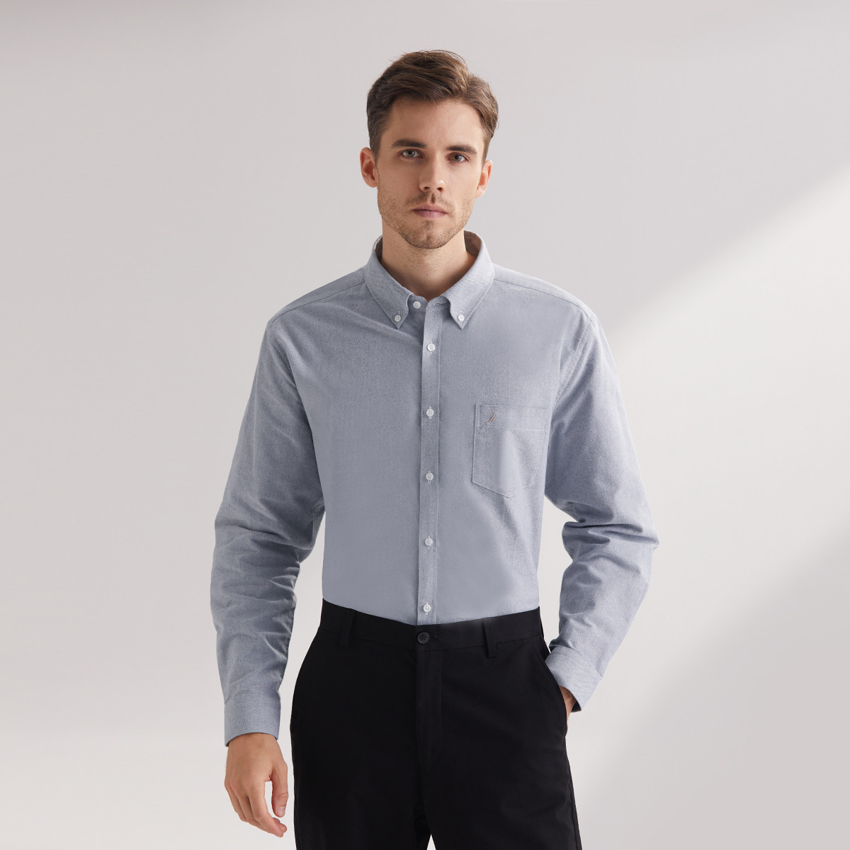 8543989.Nautica Tailored【100%棉】秋冬季季男士衬衫商务正装长袖衬衣