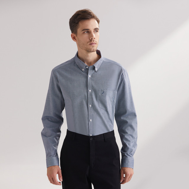 8543989.Nautica Tailored【100%棉】秋冬季季男士衬衫商务正装长袖衬衣