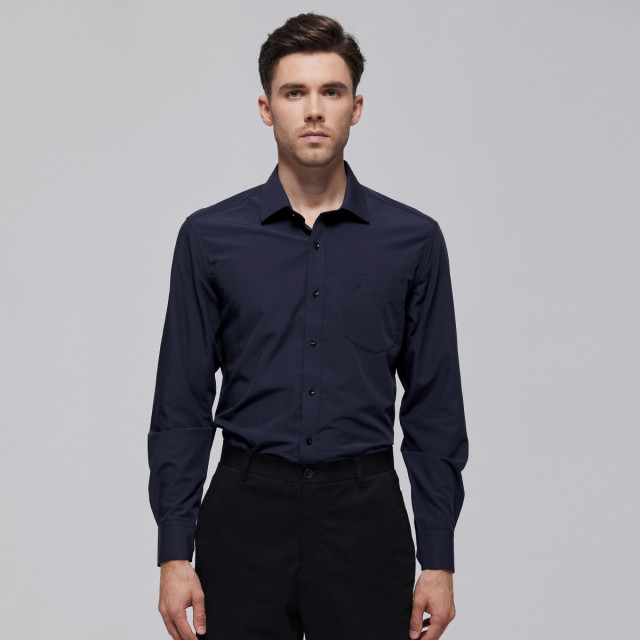 8544616.Nautica Tailored秋季衬衫男士长袖纯色透气舒适商务正装衬衣