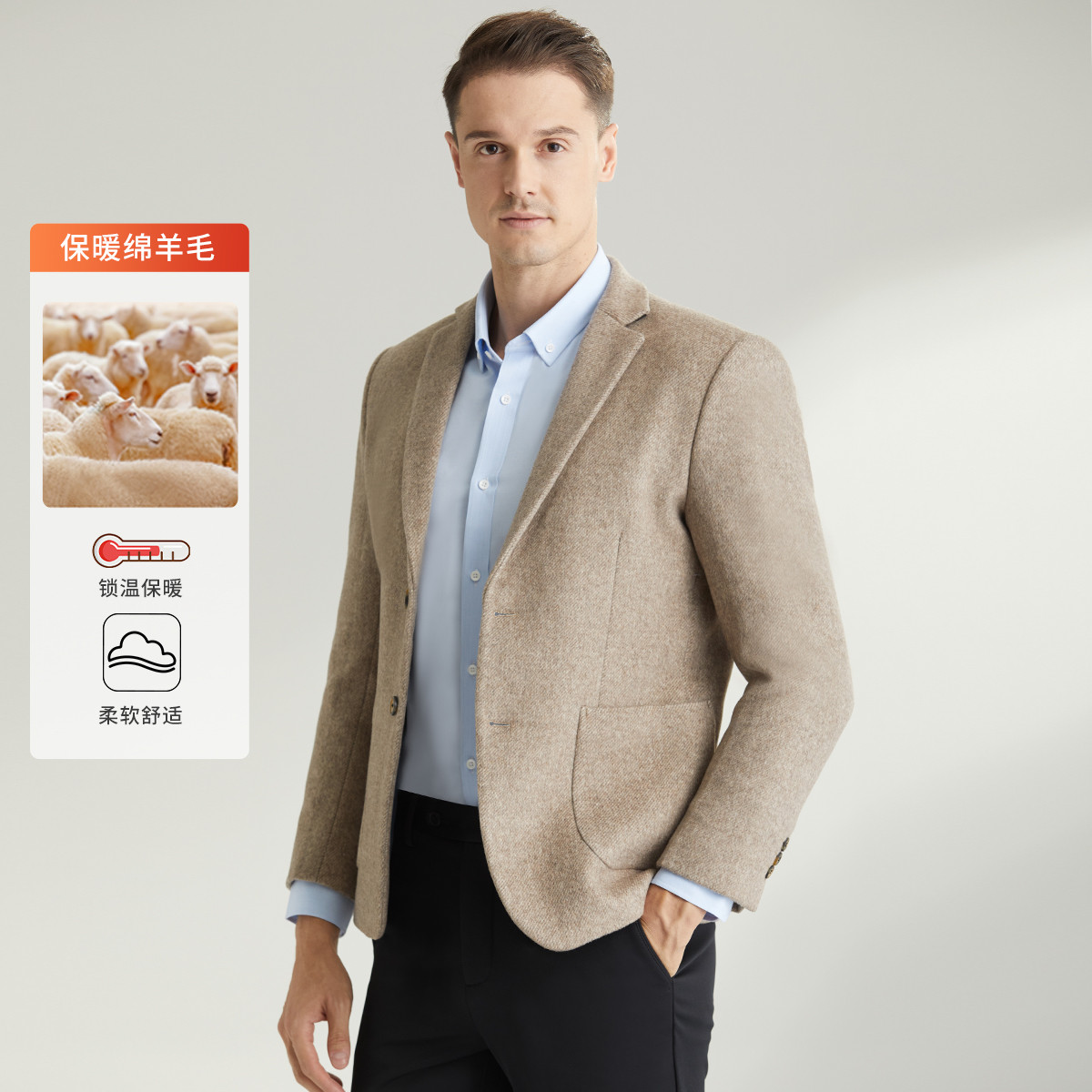 8553390.Nautica Tailored【含绵羊毛】冬季男士西服保暖防寒商务正装外套