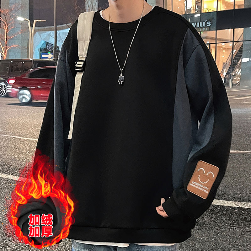 8555073.7-CHAOY秋冬男式新款拼接新潮百搭大码卫衣【加绒可选】【7-CHAOY男装1】