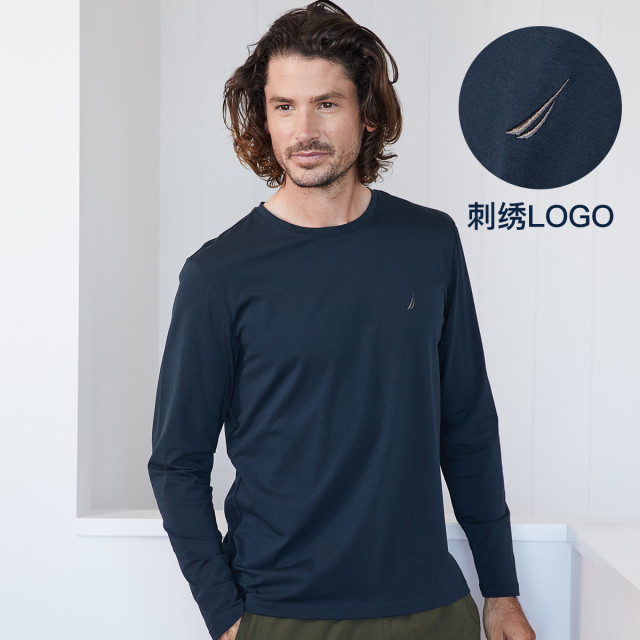 8572315.Nautica Underwear秋季刺绣LOGO男士圆领棉质长袖家居内衣