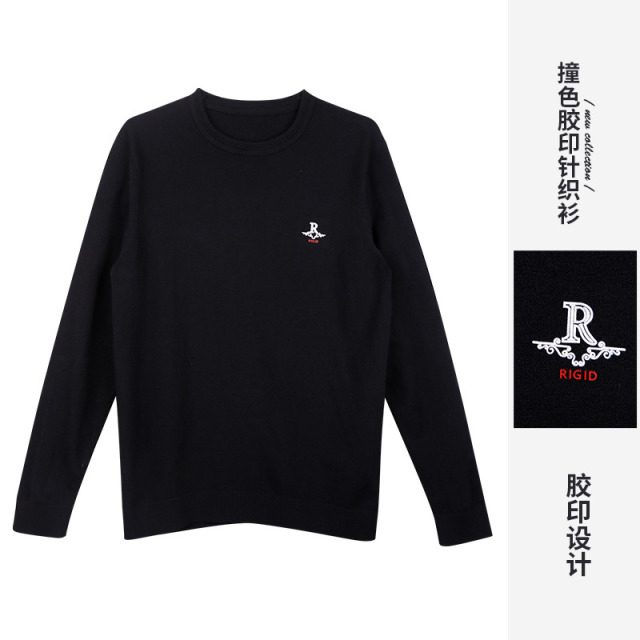 8584336.【弹力柔滑】撞色胶印轻便舒适套头轻暖蓬松针织衫