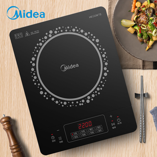 11159056.美的(Midea)电磁炉 2200W大功率 家用触控按键 耐用面板 八档火力 纤薄 定时功能电磁灶火锅炉【特价】
