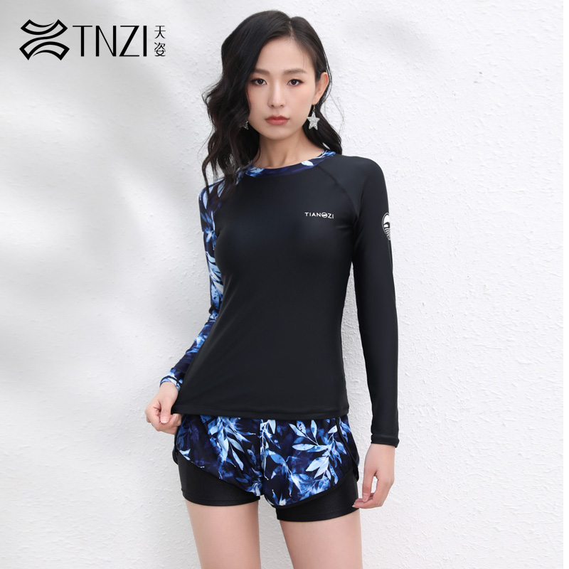 8667471.【专柜同款】TNZI天姿分体两件套长袖冲浪游泳温泉度假泳衣