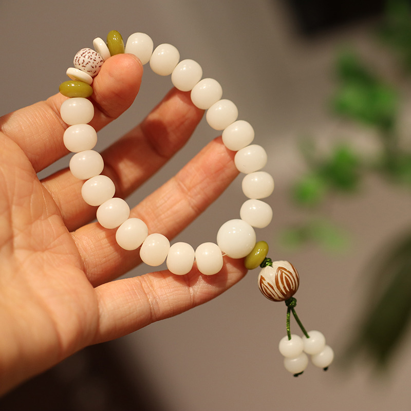 12631012.晶芭莎 白玉菩提子莲花穗子手链静心养神