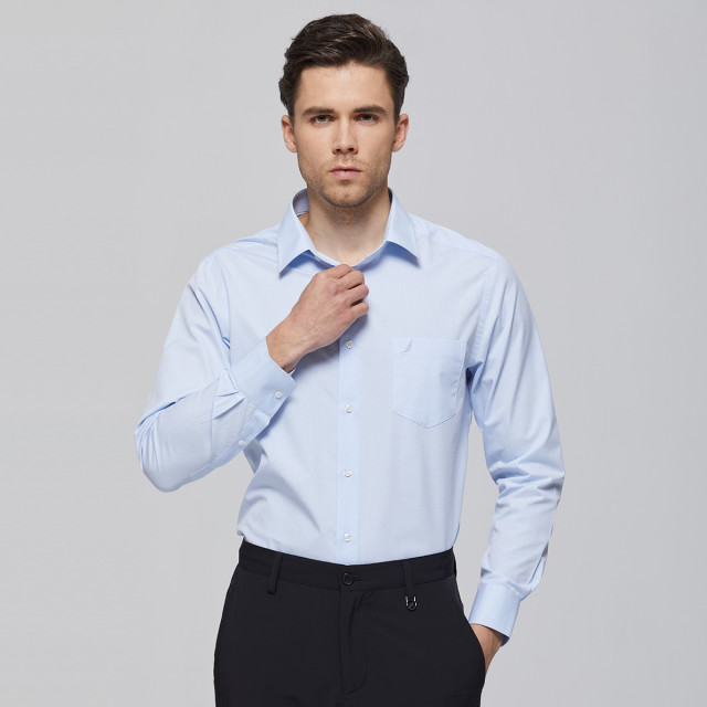 8697308.Nautica Tailored春秋季男士衬衣格纹长袖男士正装衬衫