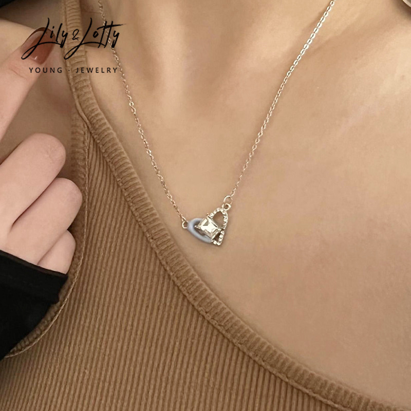 8717392.芭比甜心可爱爱心小众设计复古简约耳环项链饰品套装