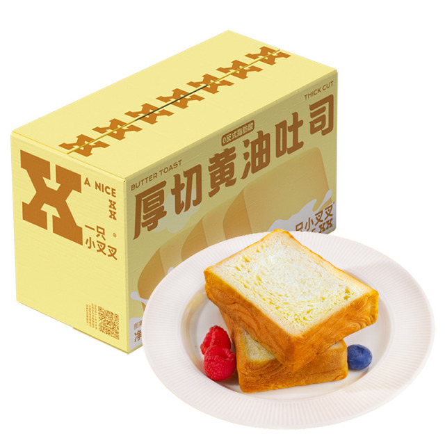 12672257.一只小叉叉厚切黄油吐司500g【8枚装】*2箱(多口味可选)绵软细腻 浓郁黄油
