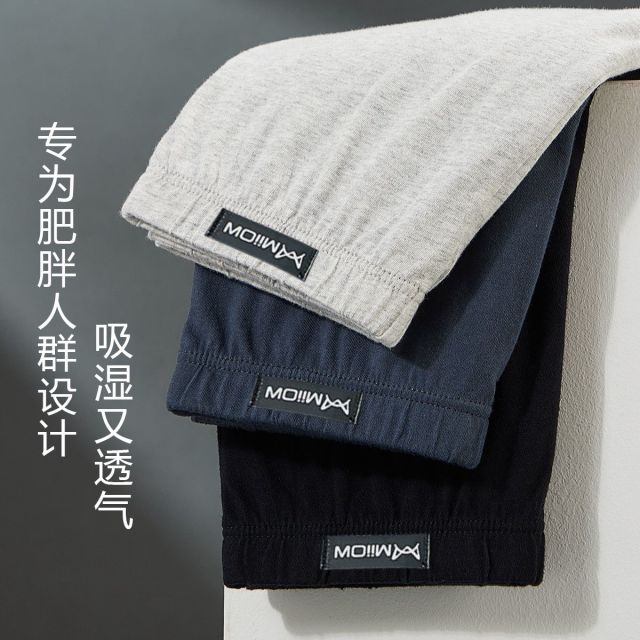8741829.【加大加肥 纯棉抑菌】男士内裤男平角裤大码男式肥佬内裤3条装
