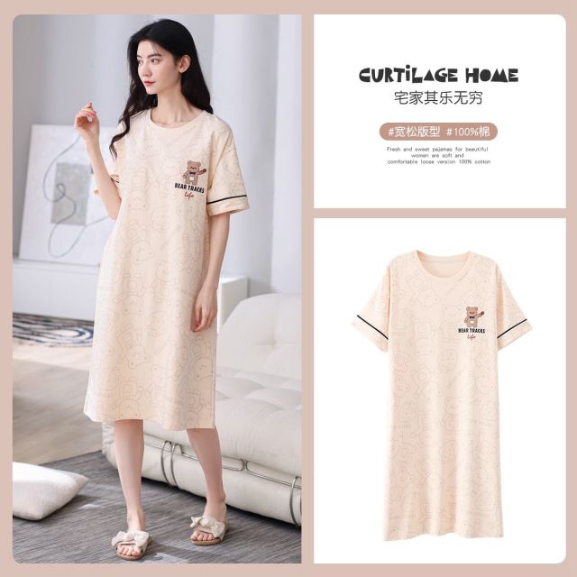 8747726.【春夏新款 100%棉】女士睡裙女睡衣夏家居服萌趣可爱可外穿
