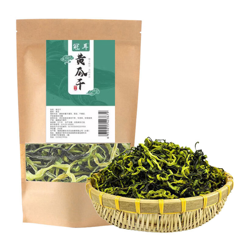 12697966.冠耳 黄瓜干250g 农家特产新鲜黄瓜条黄瓜皮脱水蔬菜干南北干货