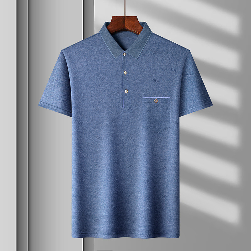 8783073.雄狮爸爸T恤短袖夏装中年男士有口袋上衣服中老年人POLO衫40-50岁