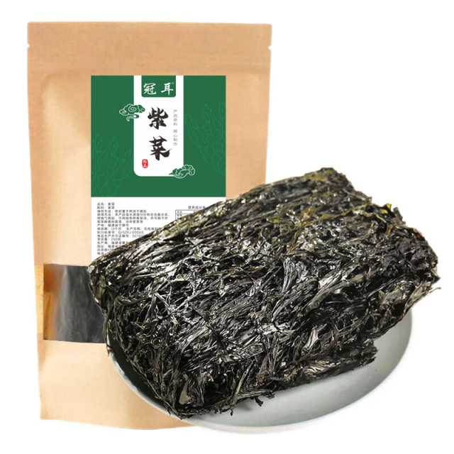 12697930.冠耳 霞浦的头水紫菜干货 福建特产新货无沙海苔蛋花汤干紫菜50g