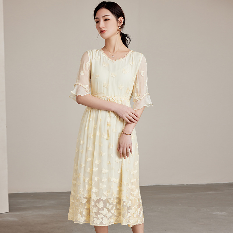 8900885.【100%桑蚕丝】兽王夏季女式连衣裙