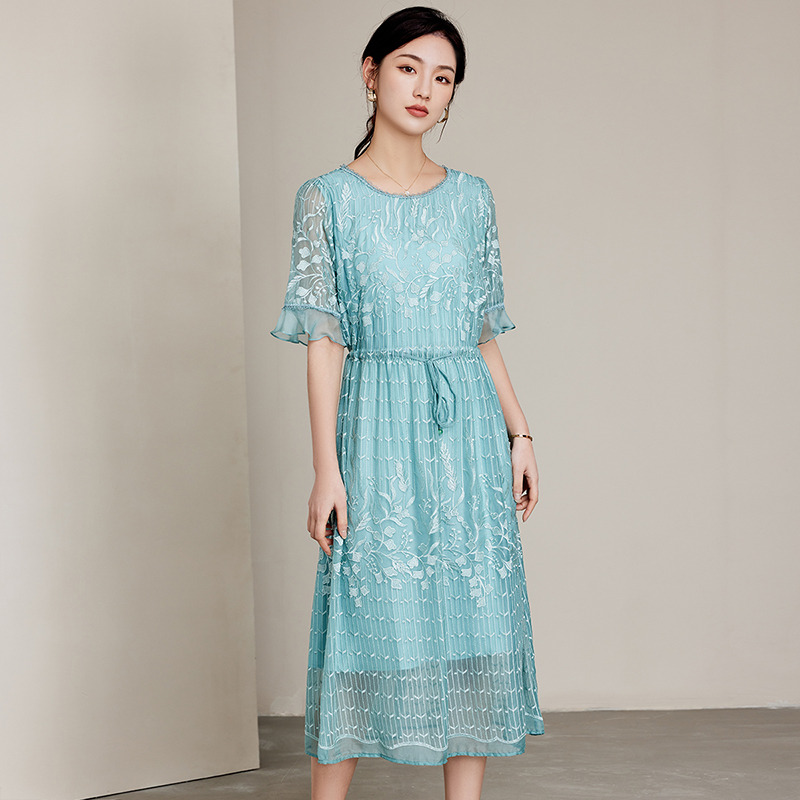 8900887.【100%桑蚕丝】兽王夏季女式连衣裙
