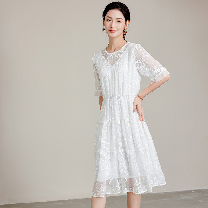8901649.【100%桑蚕丝】兽王夏季女式连衣裙