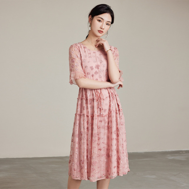 8900931.【100%桑蚕丝】兽王夏季女式连衣裙