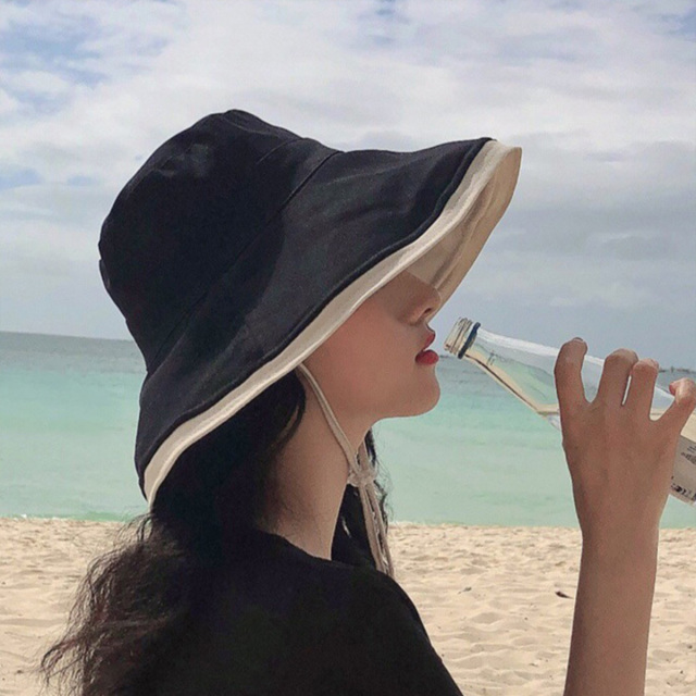 8907239.凯撒渔夫帽女夏天防紫外线遮阳防晒遮脸日系百搭网红太阳帽子女韩版潮