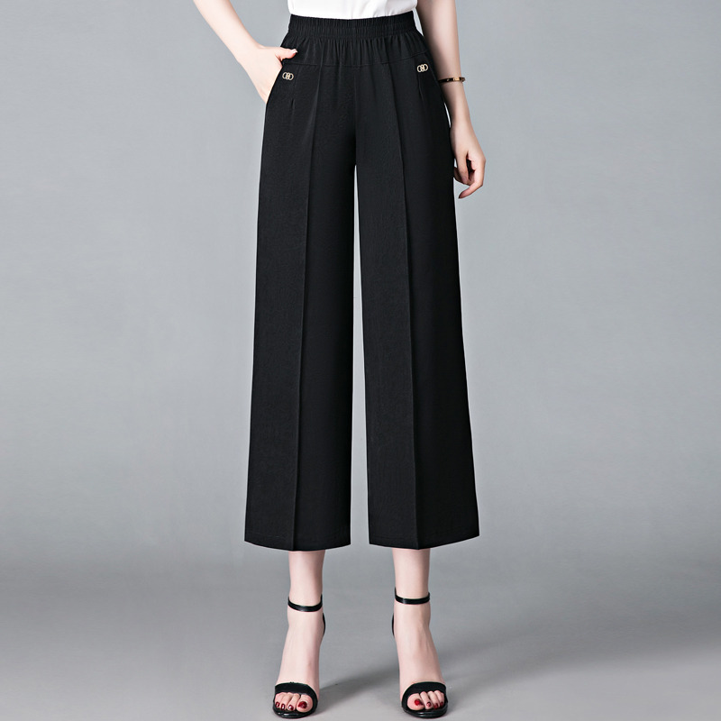 8906091.珍真羊 妈妈装夏季九分直筒裤中老年洋气休闲裤女