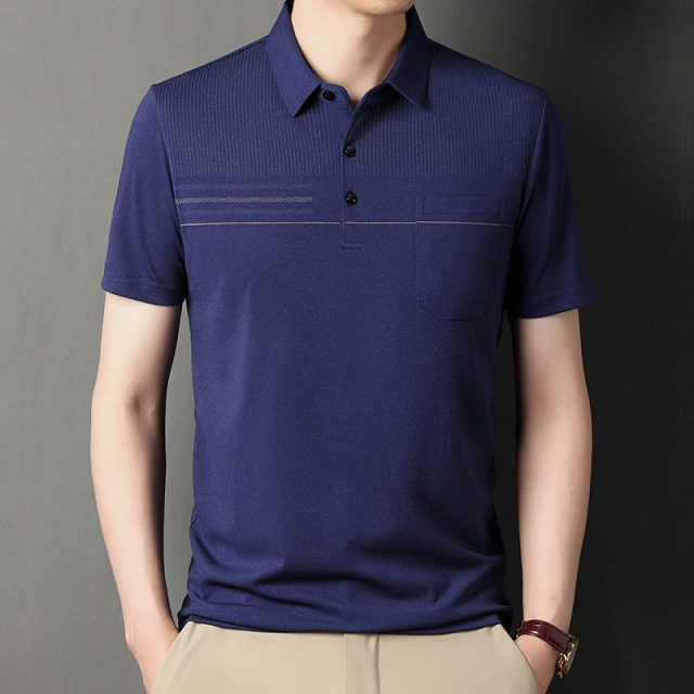 8926833.雄狮男士夏季短袖t恤新款中年爸爸装翻领薄款上衣服polo衫