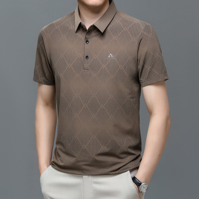 8938968.雄狮爸爸夏装中年男装短袖t恤冰丝中年人男士上衣服装polo衫男