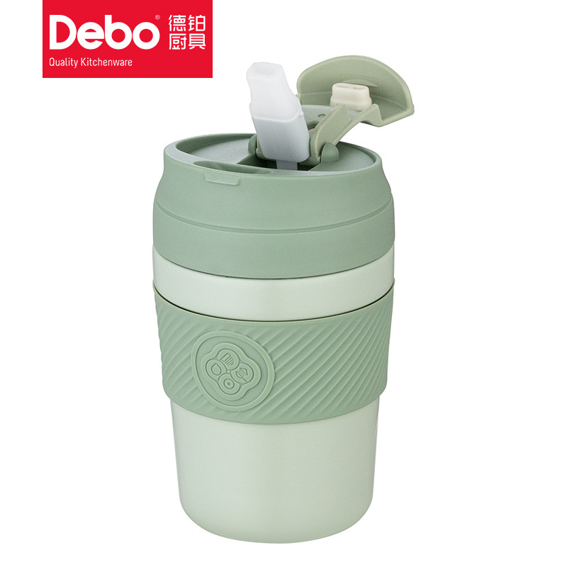 8948032.【2023新品】Debo德铂宝琳娜双层陶瓷内胆不锈钢内胆咖啡杯高颜值随行吸管杯网红户外便携杯子320ml