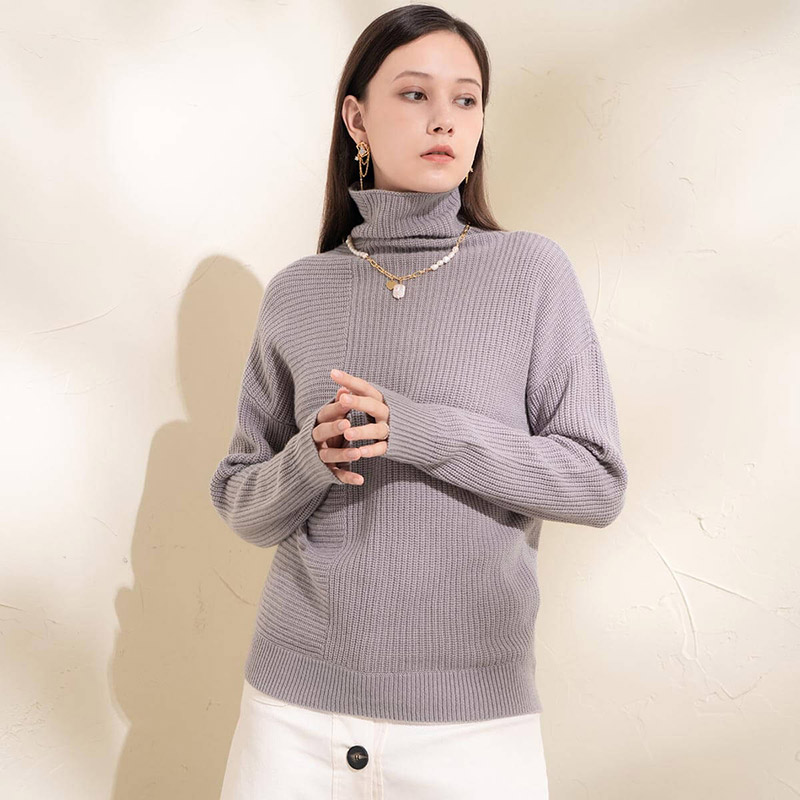 8949765.思诺芙德含绒羊毛休闲保暖长袖内搭高领加厚百搭女士羊毛衫