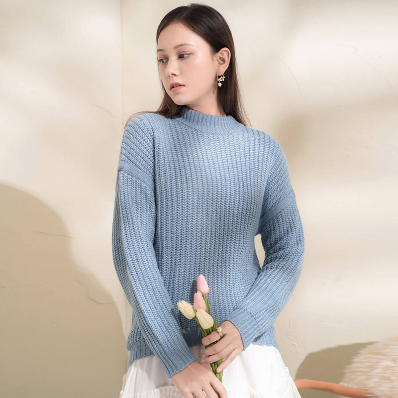 8949411.思诺芙德时尚套头圆领舒适保暖亲肤女士针织衫