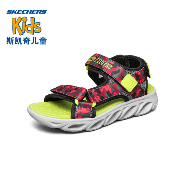 11826217.Skechers斯凯奇男大童酷炫动感闪灯鞋魔术贴运动凉鞋