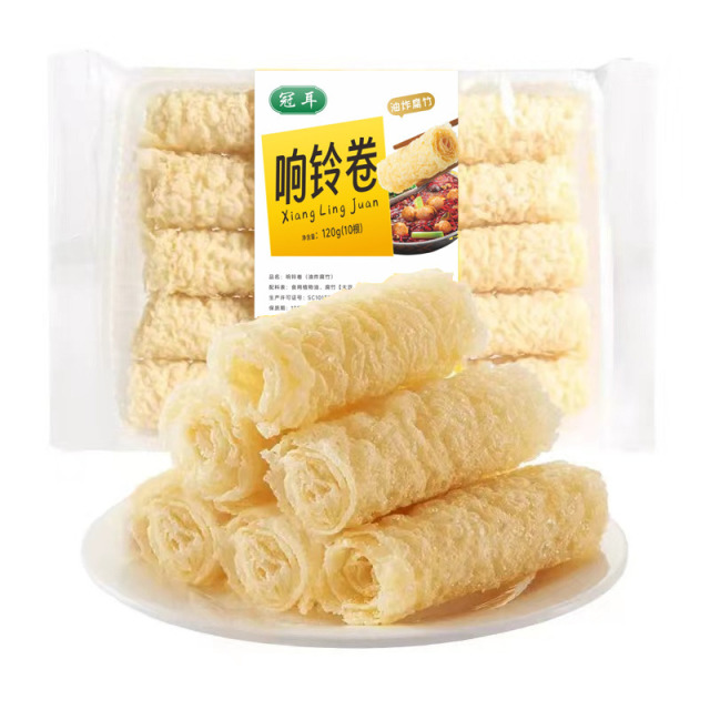 12697900.【火锅食材】冠耳 响铃卷 油炸豆腐皮黄豆卷腐竹卷脆铃卷响之卷螺蛳粉火锅食材