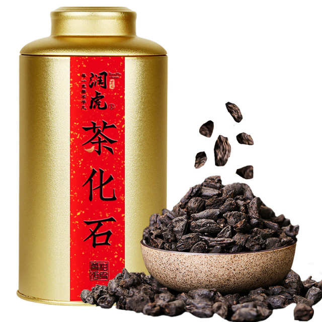 12627785.润虎 茶叶糯香碎银子茶化石500g普洱茶熟茶糯米香茶化石便携散茶铁罐装好茶