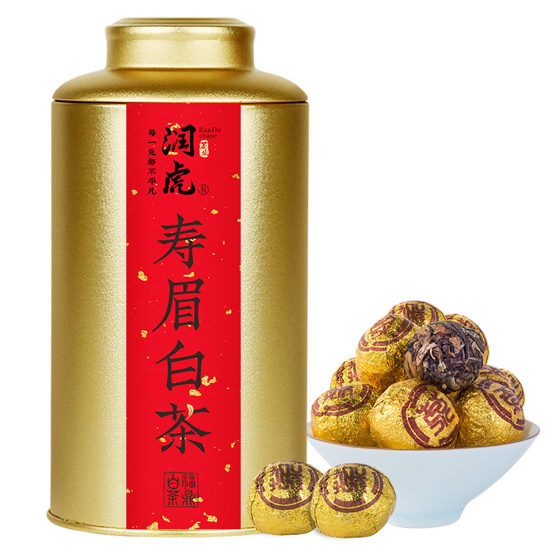 12627752.润虎 聚茶金罐 福鼎白茶寿眉白茶龙珠250克/罐