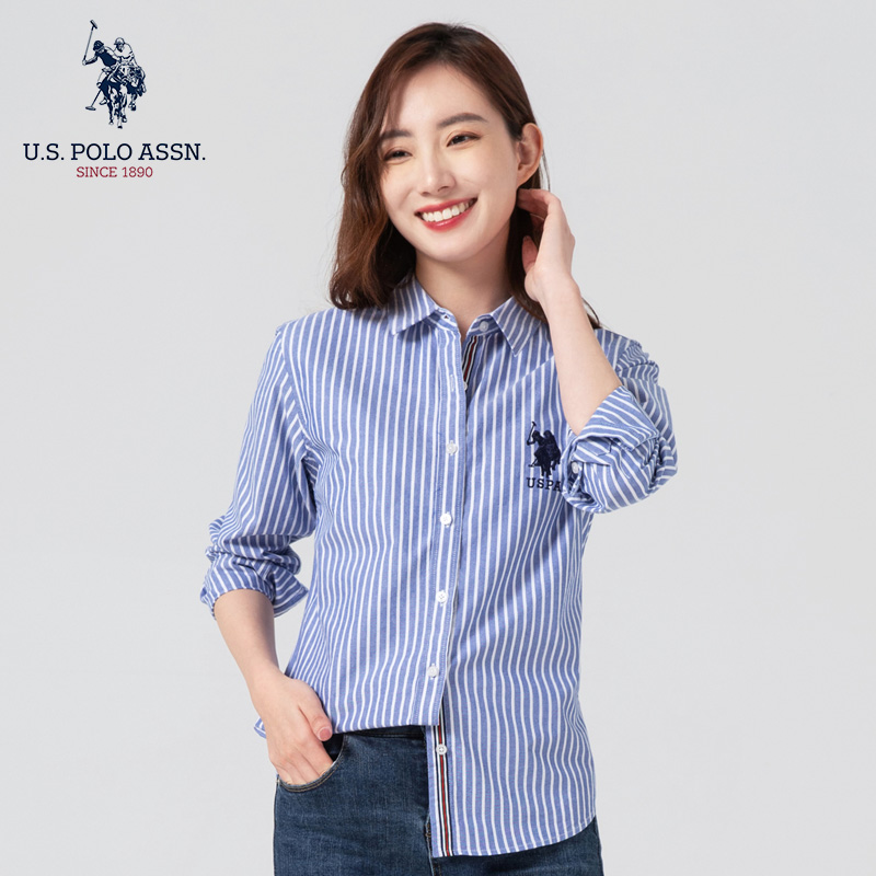 9068370.USPOLOASSN女款百搭牛津纺条纹衬衫