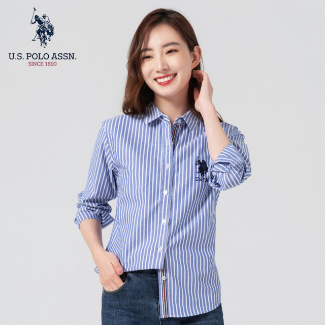 9068370.USPOLOASSN女款百搭牛津纺条纹衬衫